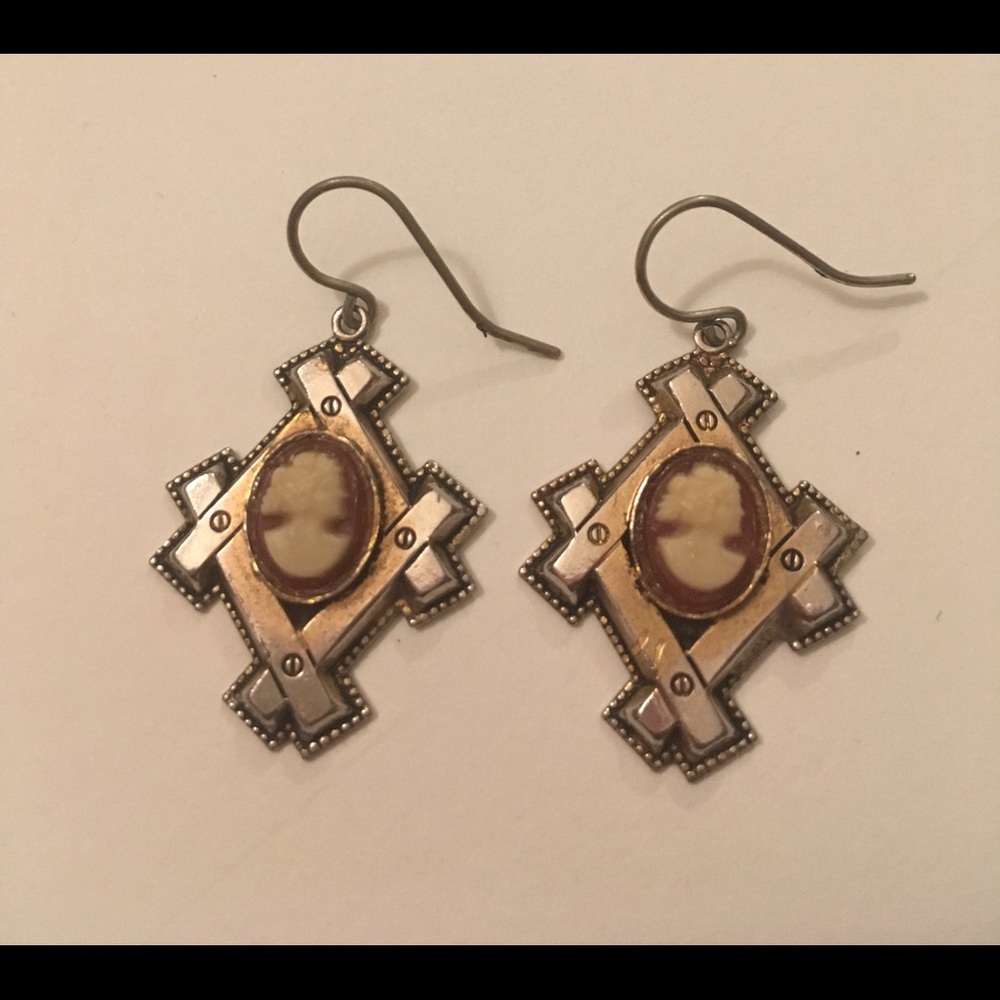 Vintage Cameo Masonic earring Victorian  earrings.